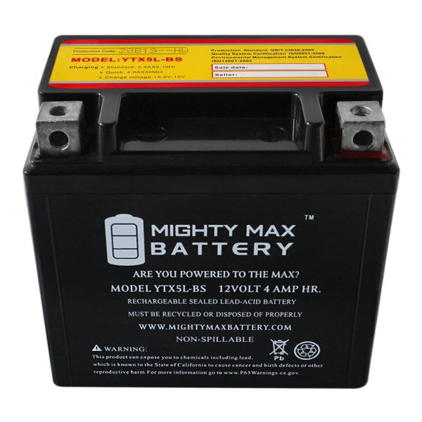 YTX5L-BS Replacement Battery Compatible with Yamaha 90 YMF90 Grizzly 21-22