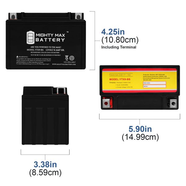 YTX9-BS SLA Replacement Battery Compatible with ExpertPower ETX9-BS