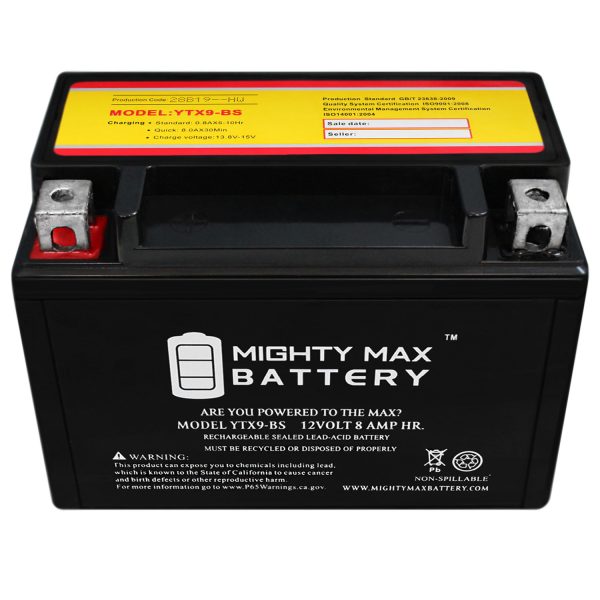 YTX9-BS SLA Battery for Kawasaki 1000 Z1000, ABS 2003-2013