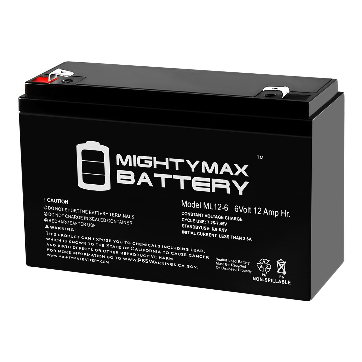 Mighty Max Battery Battery Brand Product ML12-6F2-6 Volt 12 AH SLA 