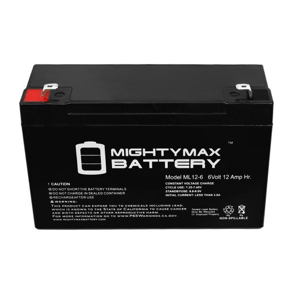 6V 12AH F2 SLA Battery for Light Alarms 2PG2, 2DSGC3V, 2P12G1, 2PLP1