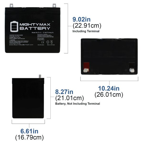 12V 75Ah Battery Replacement for Eaton Powerware BAT-0046