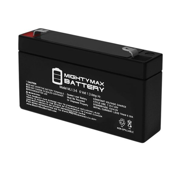 6V 1.3Ah EnerSys NP1.2-6 Replacement SLA Battery with F1 Term