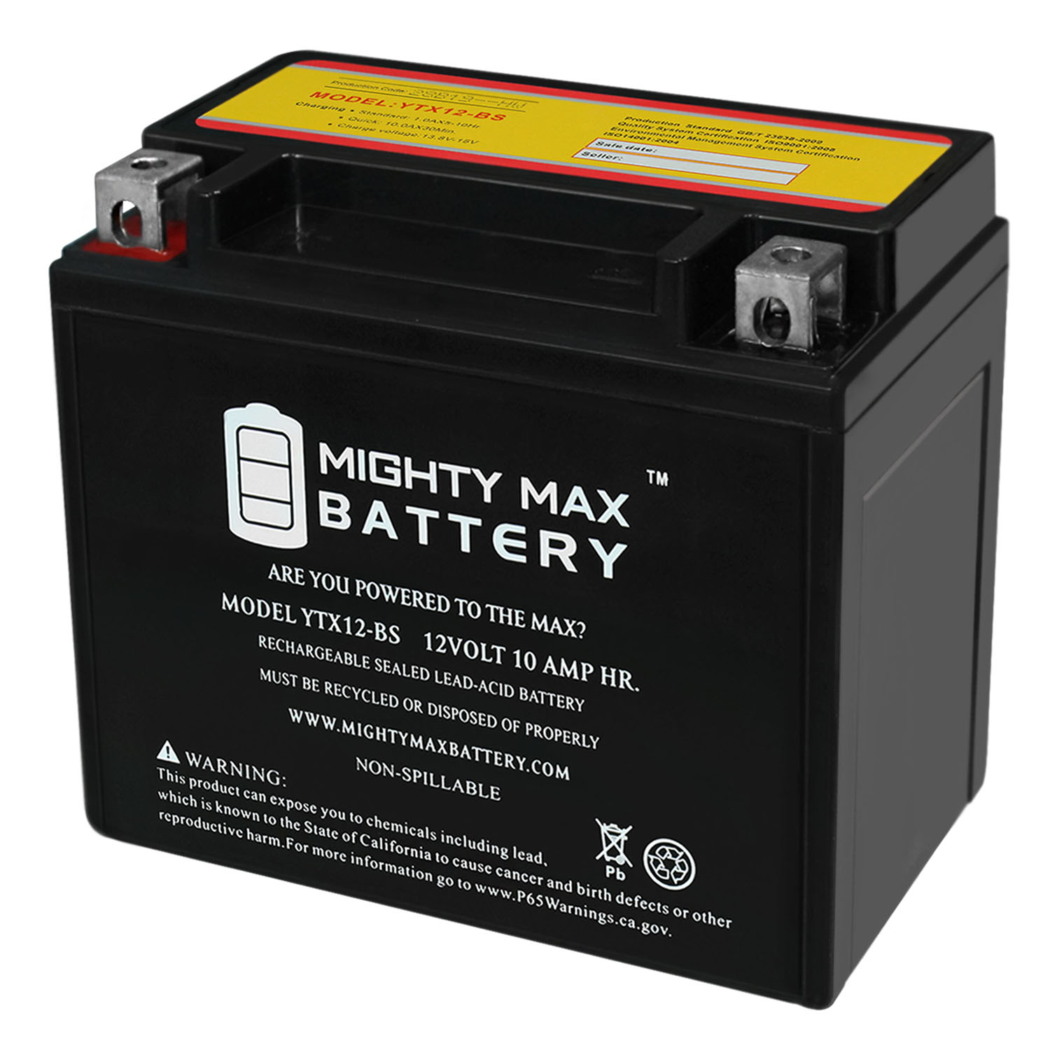 YTX12-BS 12V, 10Ah, AGM, Replacement Battery Compatible with BMW 1000 S1000XR 18 YTX12-BS 12V, 10Ah, AGM, Replacement Battery Compatible with BMW 1000 S1000XR 18