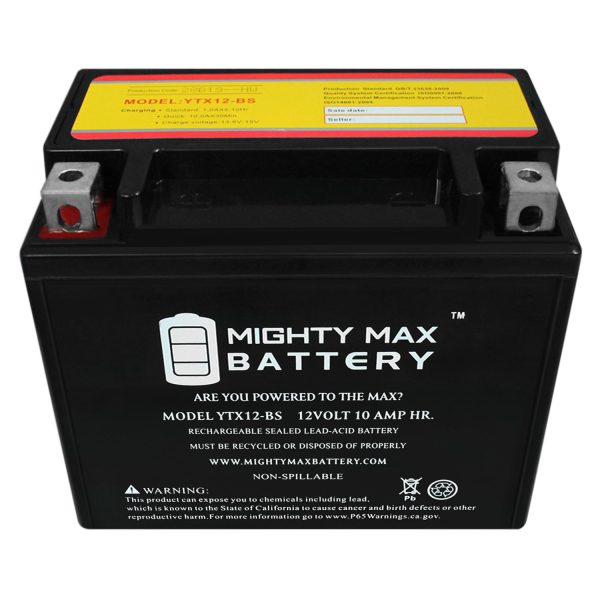 YTX12-BS 12V 10Ah Replacement Battery for Piaggio GTS300 GTV300 14-20