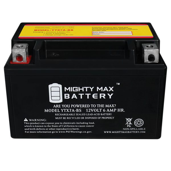 YTX7A-BS Replacement Battery Compatible with Fly Power FLY7A-BS