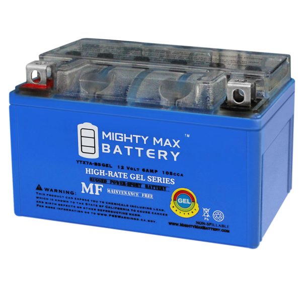 YTX7A-BS GEL Replacement Battery Compatible with PowerStar CTX7A-BS