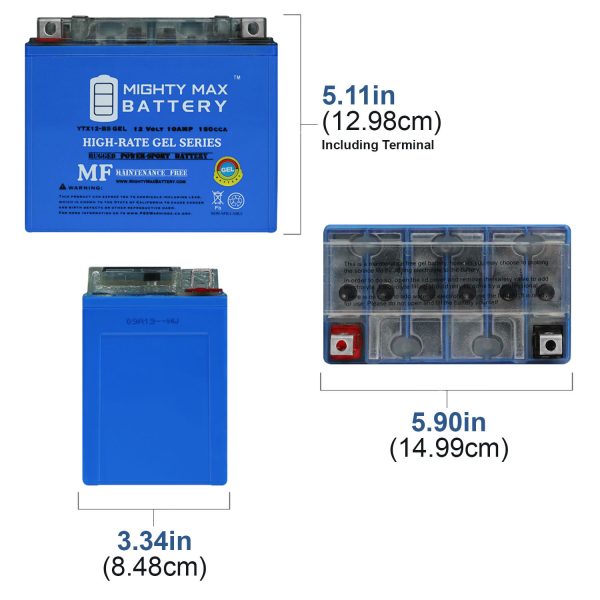 YTX12-BS 12V GEL Replacement Battery for PowerStar UTX12-BS