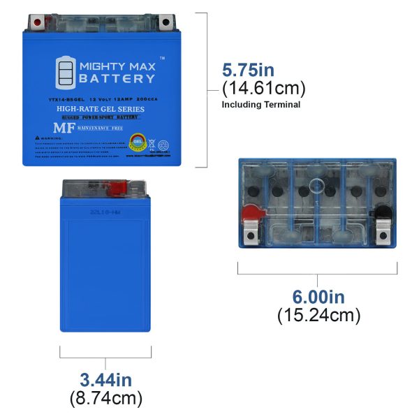 YTX14-BS GEL 12V 12AH Battery for BMW R1200GS,S,R 1200CC 05-’09