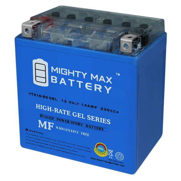 YTX16-BS GEL Replacement Battery for AGM VTX16-BS