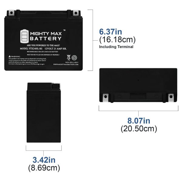 YTX24HL-BS Battery Replacement for TPZ24HL