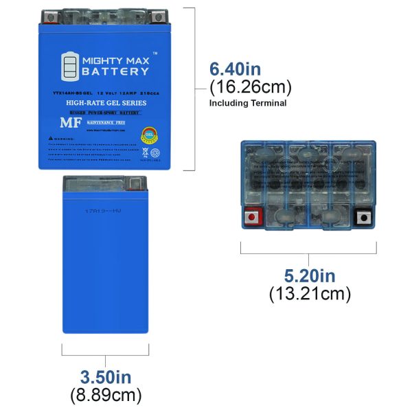 YTX14AH-BS GEL 12V 12AH Battery Replaces Yamaha 24W-82110-09-00