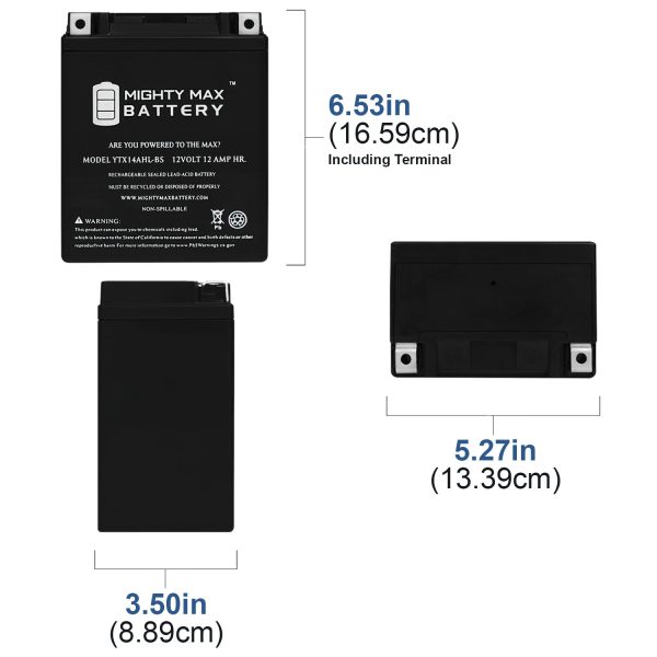 YTX14AHL Replacement Battery Compatible with VTX14AHL-BS