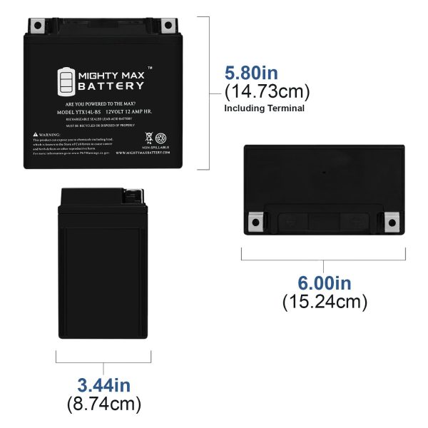 YTX14L-BS Replacement Battery Compatible with Harley-Davidson XL XLH XR1200X Sportster 22