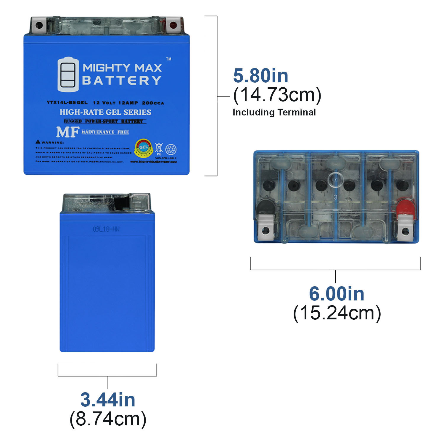 YTX14L-BS GEL Replacement Battery for Motobatt AGM MBYZ16H YTX14L-BS GEL Replacement Battery for Motobatt AGM MBYZ16H - Image 2