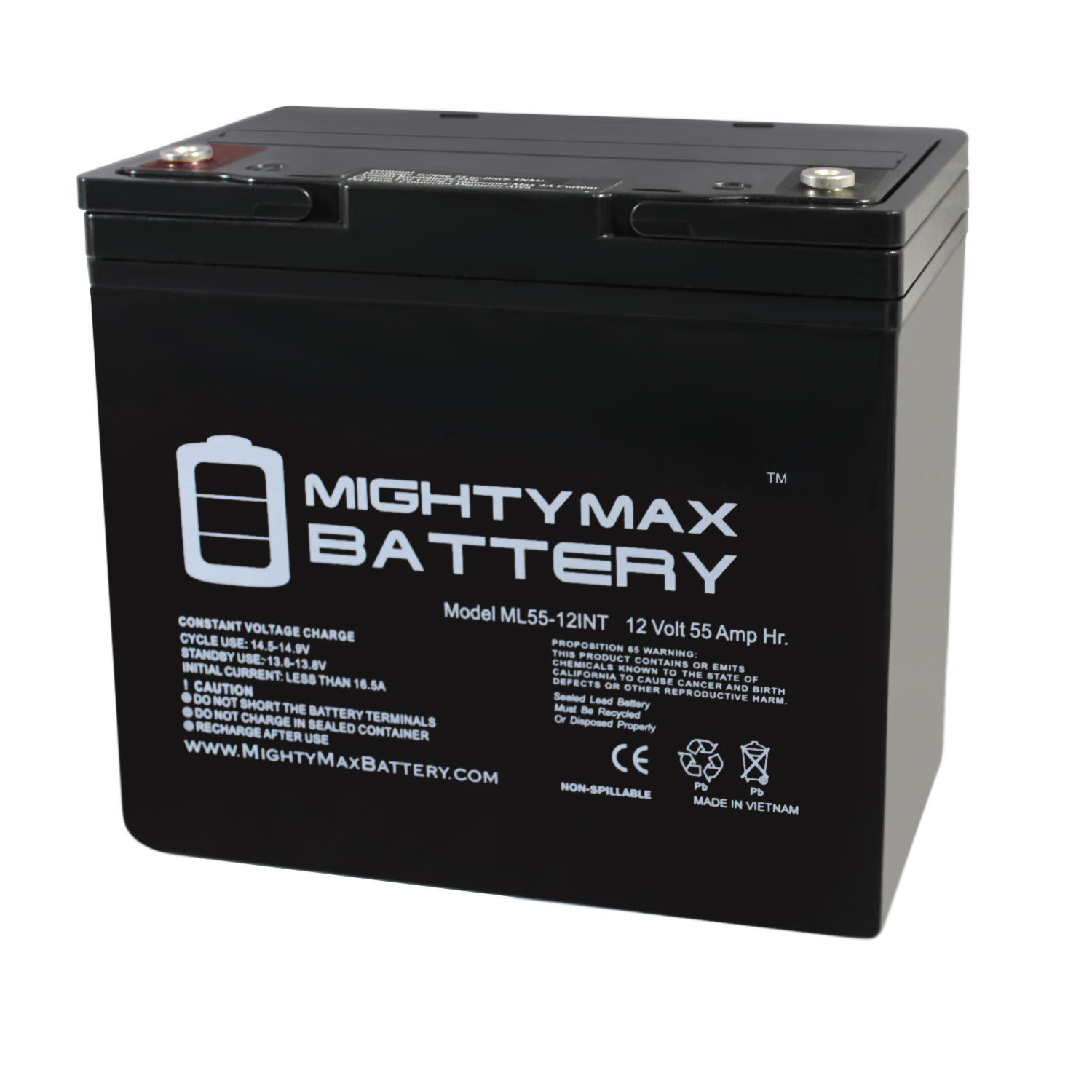 12V 55AH Internal Thread Battery for Invacare 3G Storm Series Arrow -  MightyMaxBattery