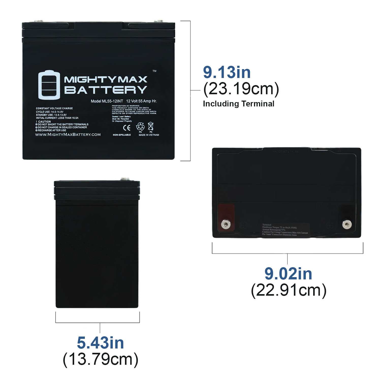 Mighty Max Battery - 12V 55Ah Internal Thread Battery for Invacare 3G Storm Series Arrow - ML55-12INT179