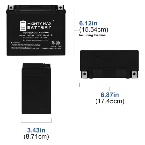 12V 18Ah Replacement Battery Compatible with Zipp YTX20-BS