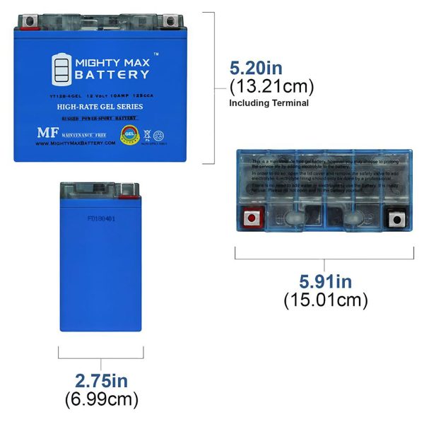YT12B-4 GEL 12V 10Ah Replacement Battery for UltraMax YT12B4 YT12-B4