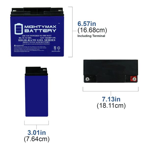 12V 18AH GEL Replacement Battery for SCOOTER E-BOARDER