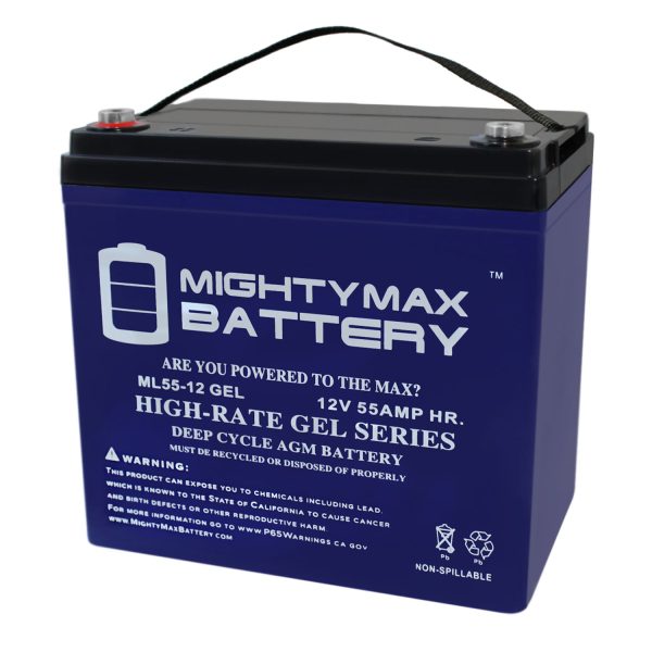 12V 55AH GEL Replacement Battery for EVX12520, CA12550, AP12-55G-R