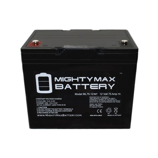 12V 75Ah Internal Thread Replacement Battery for Top AGM 12750