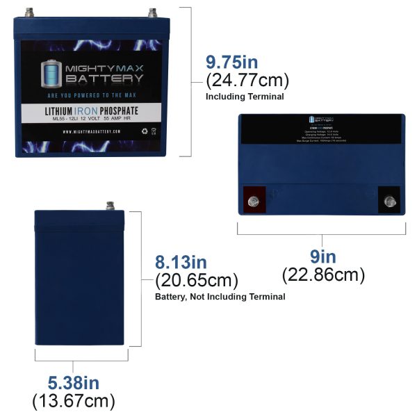 12V 55AH Lithium Battery Replaces Merit Vision P327/P327-2 PowerChair