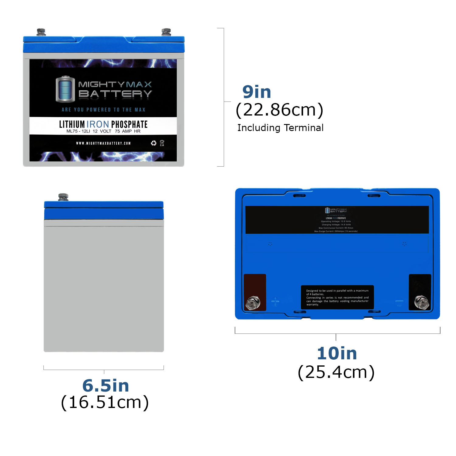 Mighty Max 12V 75AH GEL Battery Replaces BCI Group 24M Marine & RV Starting
