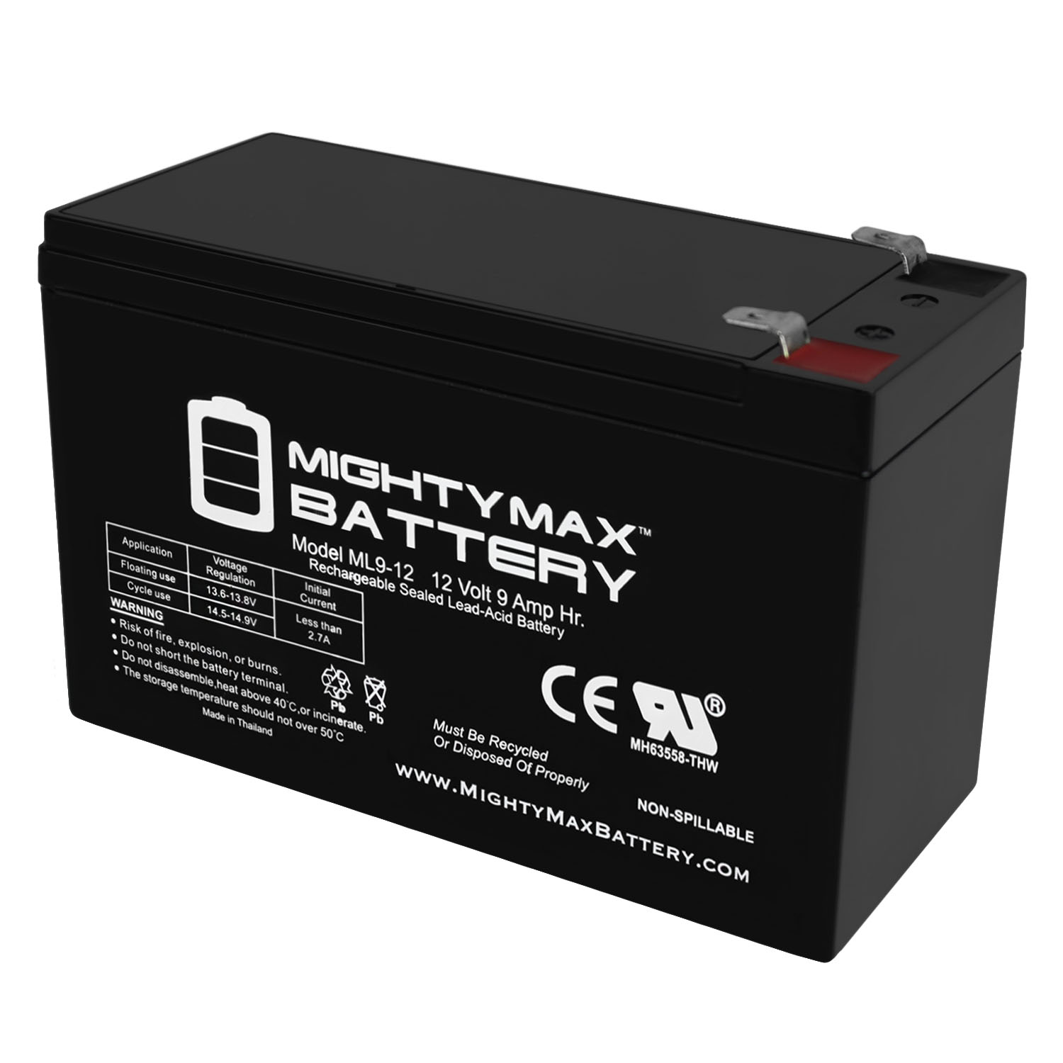 12V 9Ah SLA Replacement Battery for Leoch DJW12-9.0 T2, DJW 12-9.0 T2