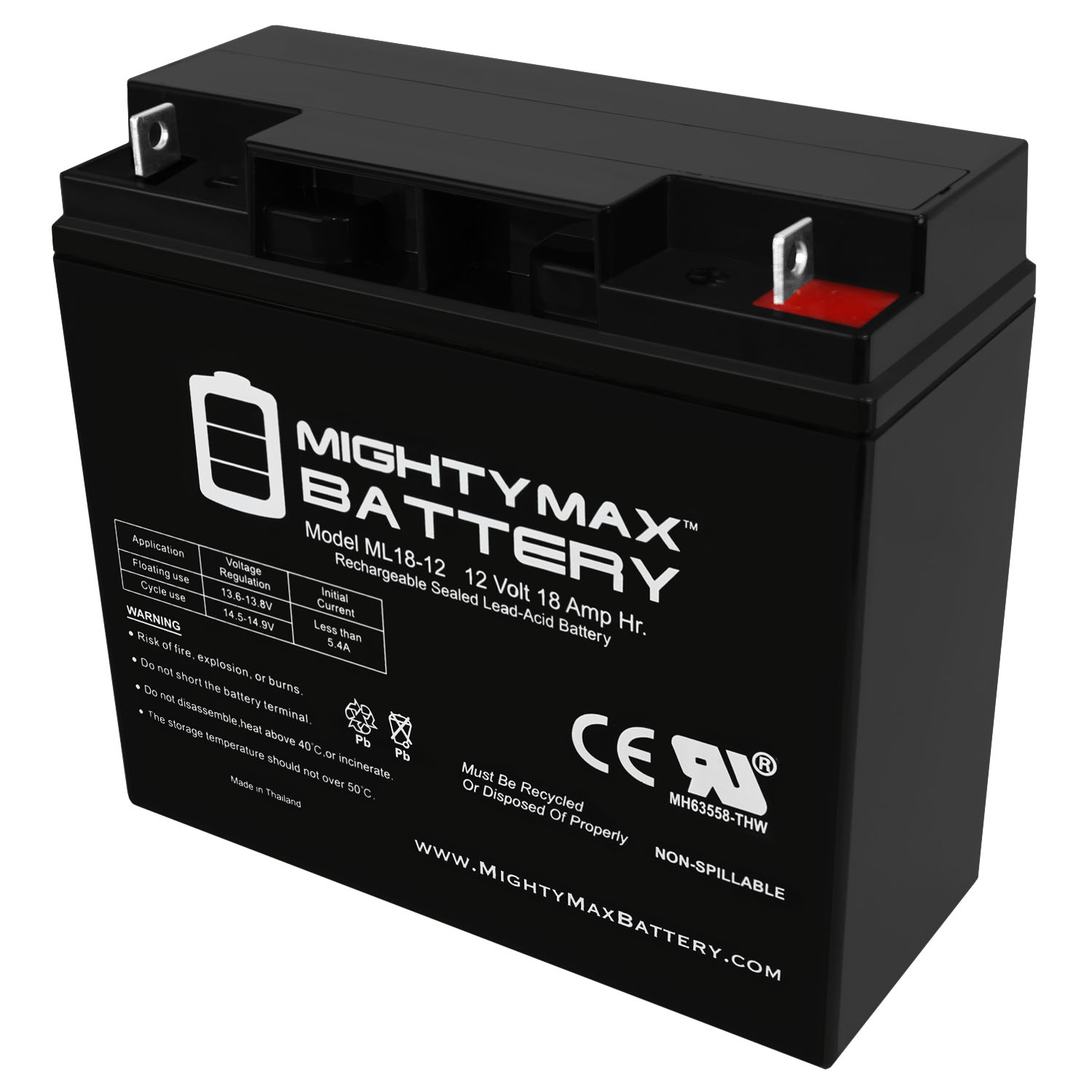 12V 18AH SLA Battery UT13122 (TD22-24) - MightyMaxBattery