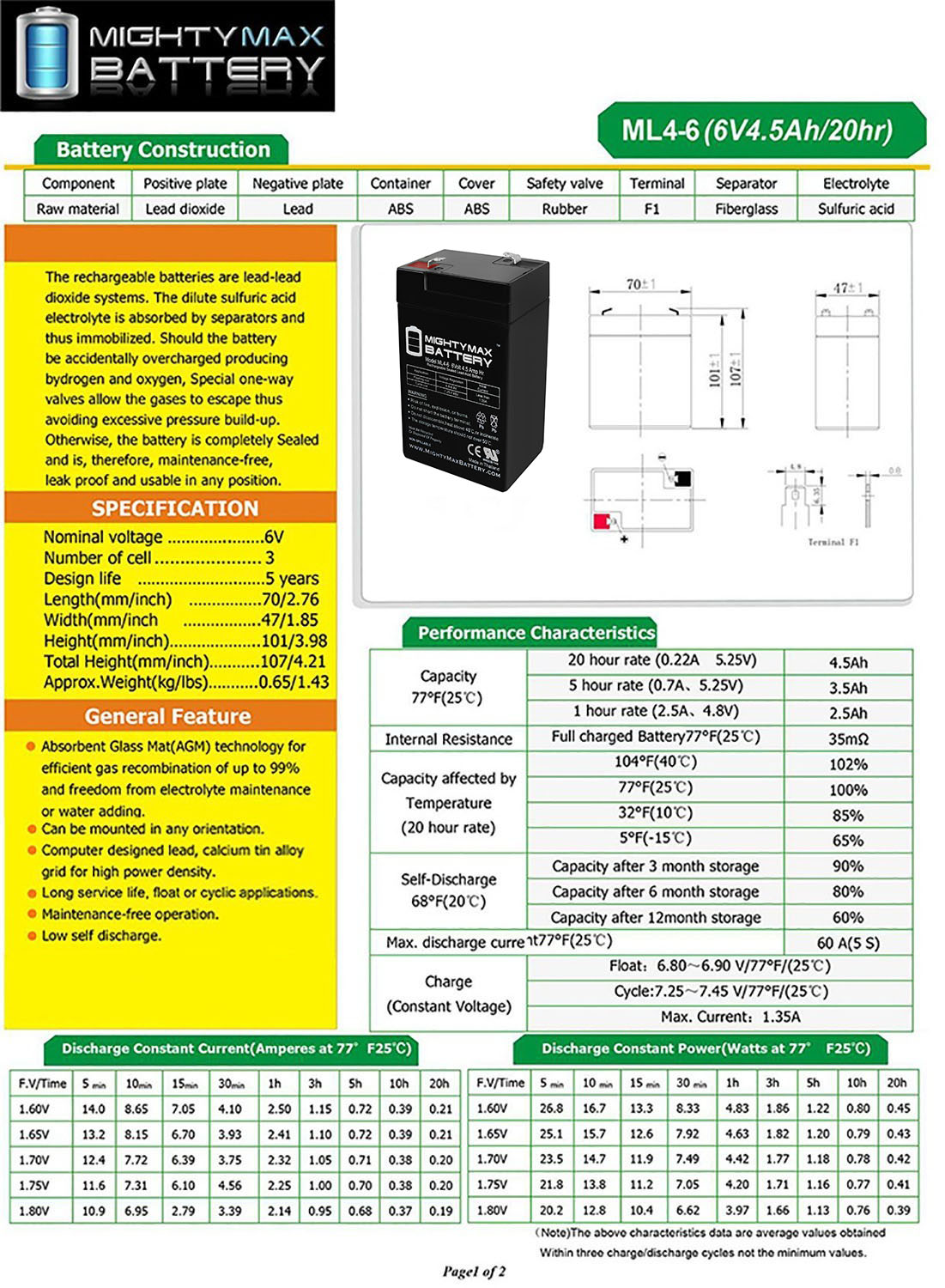 ExpertPower 6V 5Ah SLA Rechargeable Battery : : Electronics