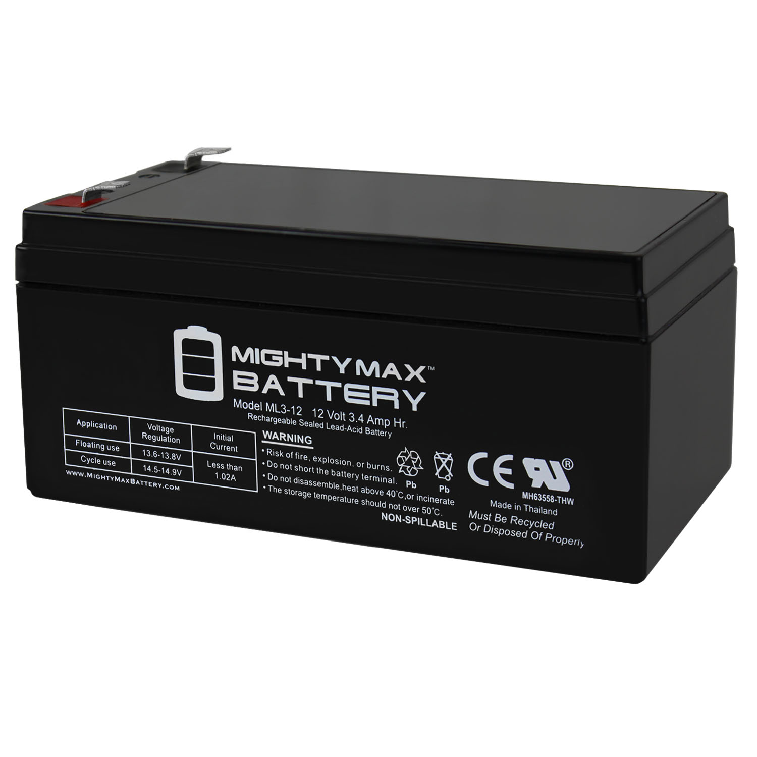 thumbnail interactive-video image 1 of Mighty Max ML3-1291881 12V 3AH SLA Replacement Battery For Bruno Elan SRE-3000 Lift 1 of 1
