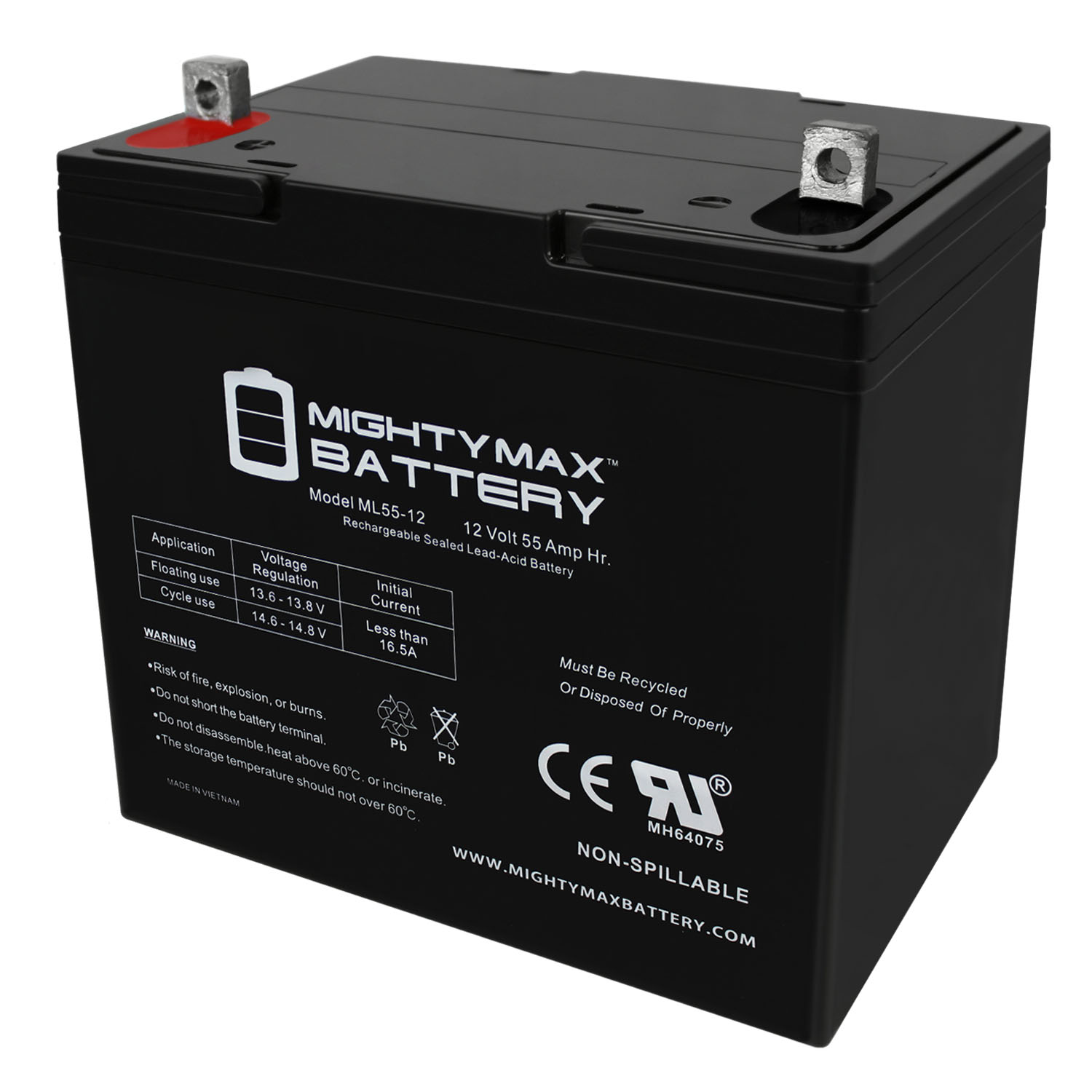 Mighty Max Battery ML55-12 - 12V 55Ah SLA Battery