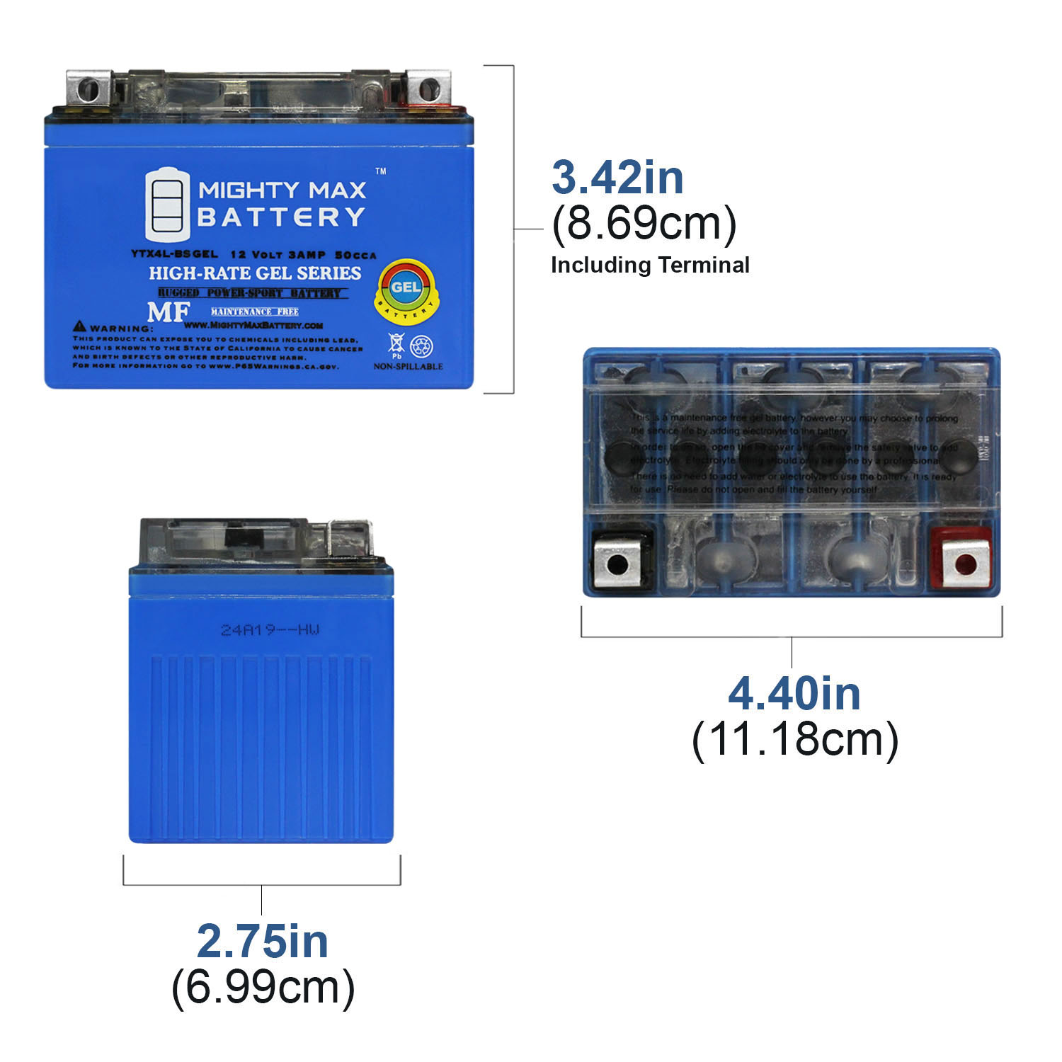 Mighty Max Battery YTX4L-BS Replacement for Adventure Power YT4L-BS GT4L-BS Battery Brand Product 