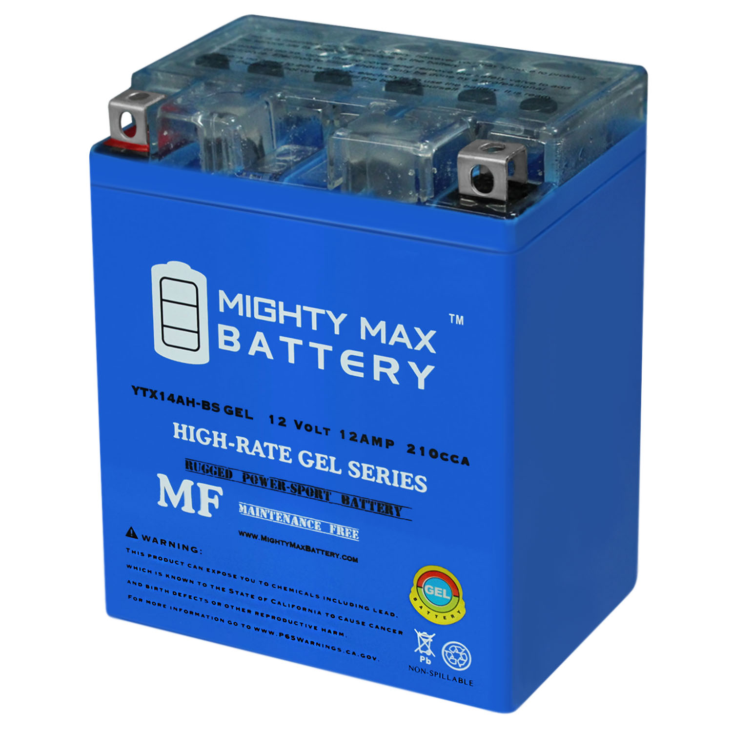 YTX14AH-BS GEL 12V 12Ah Battery Replaces Arctic Cat 500 Z 370 99-07