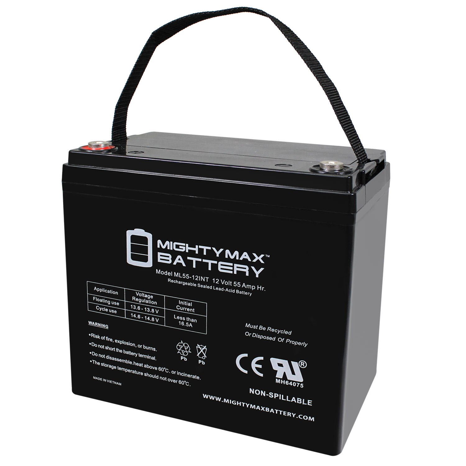 vlinder fontein droefheid 12V 55AH INT Battery Replacement for Werker WKA12-55C/FR - MightyMaxBattery
