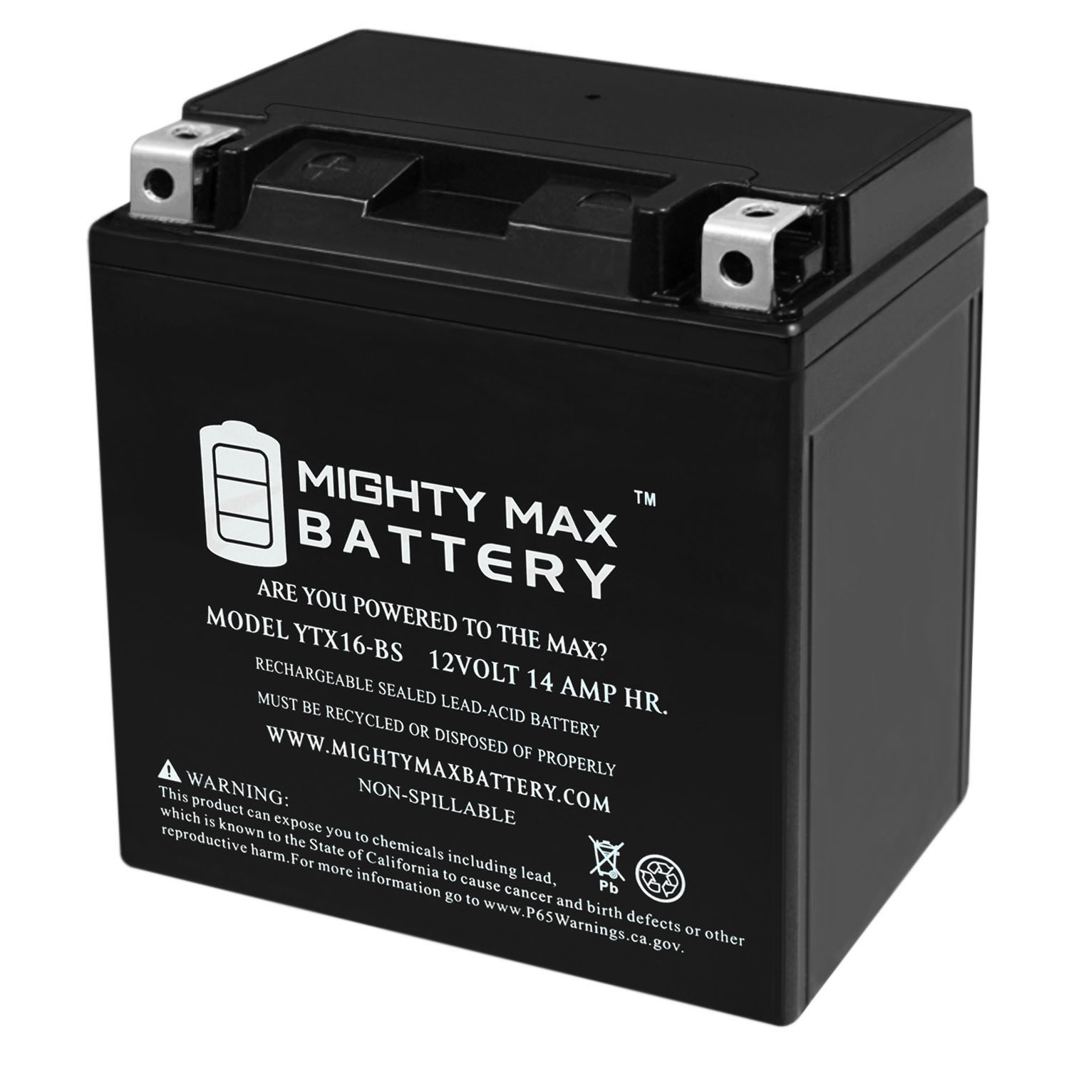 Mighty Max Battery Ytx16-bs - 12V 14Ah 230 CCA - SLA Battery
