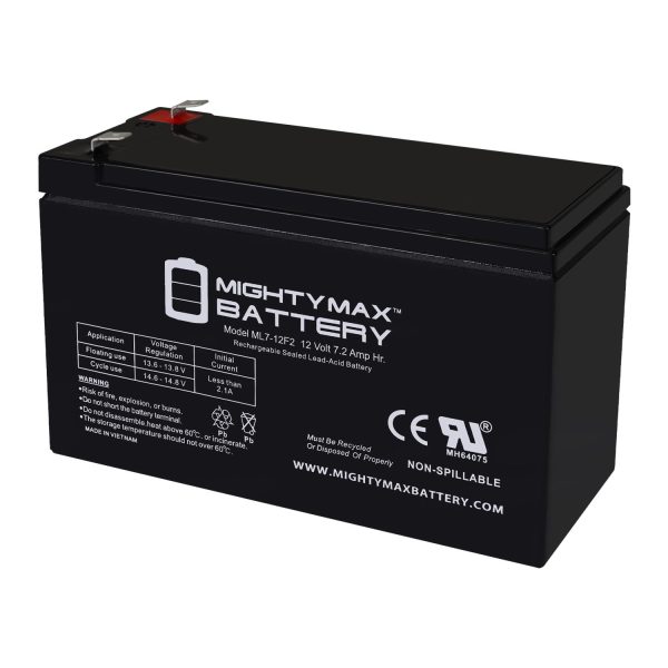 Mighty Max Battery ML7-12F2 - 12 Volt 7 AH, F2 Terminal, Rechargeable SLA AGM Battery