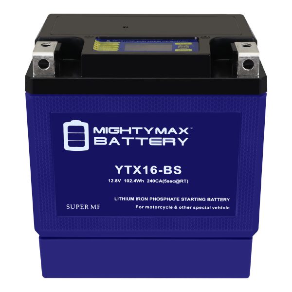 Mighty Max Battery YTX16-BSLIFEPO4 - 12 Volt 14 AH, 360 CCA, Lithium Iron Phosphate (LiFePO4) Battery