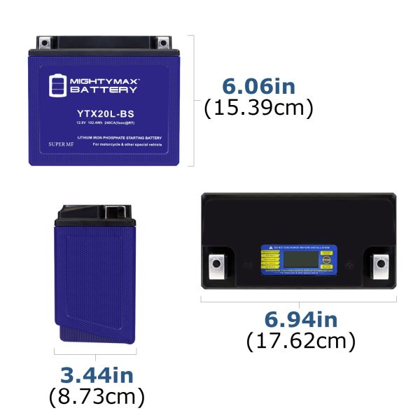 Mighty Max Battery YTX20LBSLIFEPO4 12 Volt 18 AH, 360 CCA, Lithium