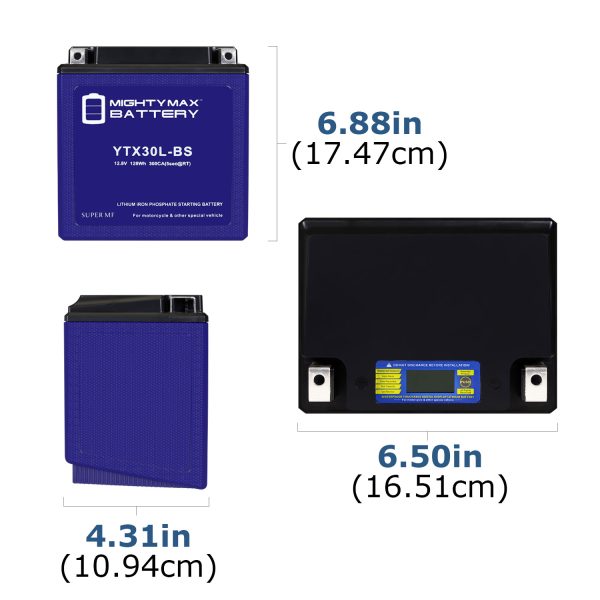 Mighty Max Battery YTX30LBSLIFEPO4 12 Volt 30 AH, 450 CCA, Lithium