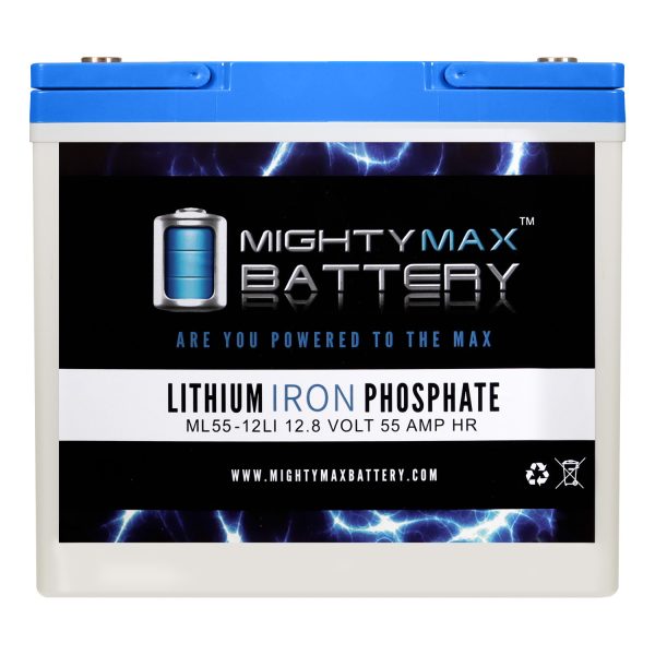 Mighty Max Battery ML55-12LI - 12 Volt 55 AH Deep Cycle Lithium Iron Phosphate (LiFePO4) Rechargeable and Maintenance Free Battery