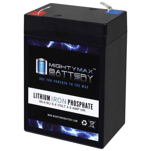 Mighty Max Battery ML4-6LI - 6 Volt 4.5 AH Deep Cycle Lithium Iron Phosphate (LiFePO4) Rechargeable and Maintenance Free Battery