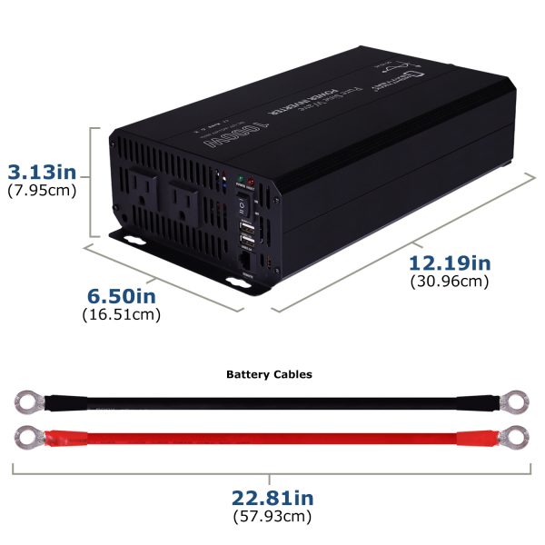12V 1000 Watt Pure Sine Wave Inverter With Wired LCD Remote Control, 12V DC to 120V AC Power Converter with 2 AC Power Outlets and 2 USB Outlets for RV, Off Grid Solar, Boats, Trucks and Camping