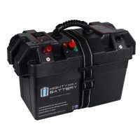 Trolling Motor Smart Battery Box Power Center for 12V Batteries up to Group 24, Marine Battery box with Dual USB, 12V DC Outlet, Voltmeter and Circuit Breaker