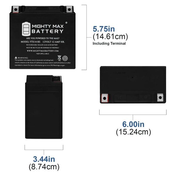 BRS14-BS High Performance 2 Year AGM Battery Warranty (12v, 12Ah) Sealed & Maintenance Free