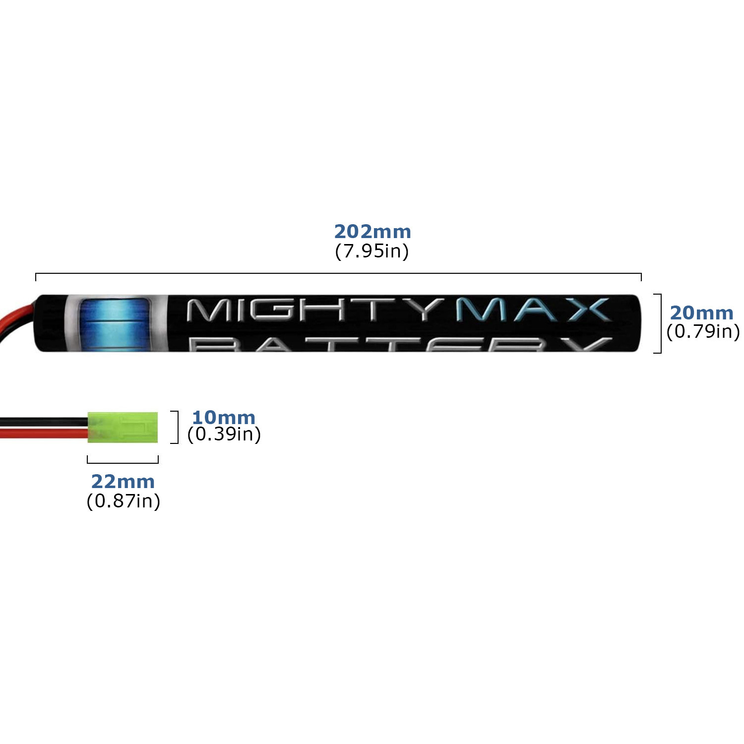 Mighty Max 8.4V 1600mAh NiMH Airsoft Stick Battery Pack With Charger - Replaces AK Style #603234
