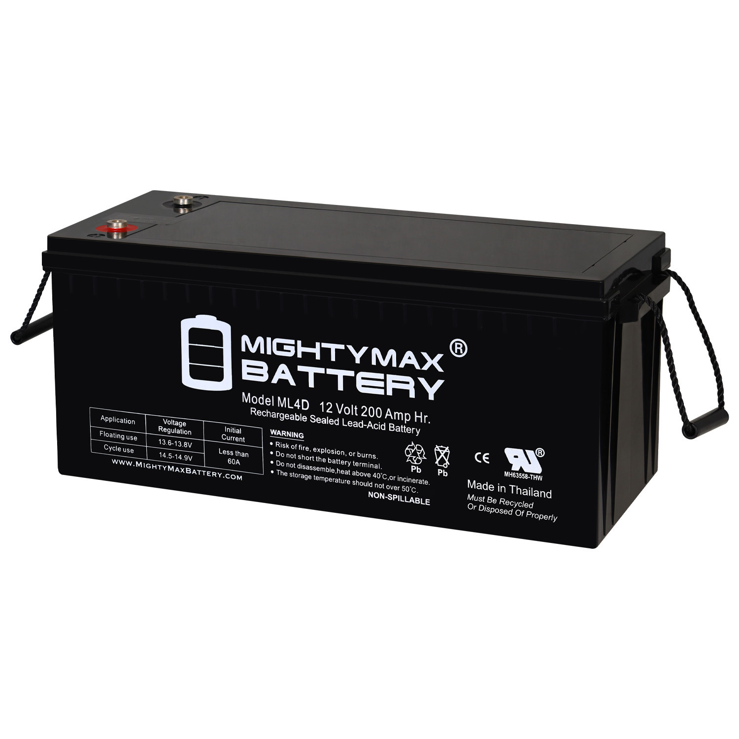 12V 200Ah 4D SLA AGM Battery Replacement for Solar Systems ML4D -12 Volt 200 AH, Internal Thread (INT) Terminal, Rechargeable SLA AGM Battery