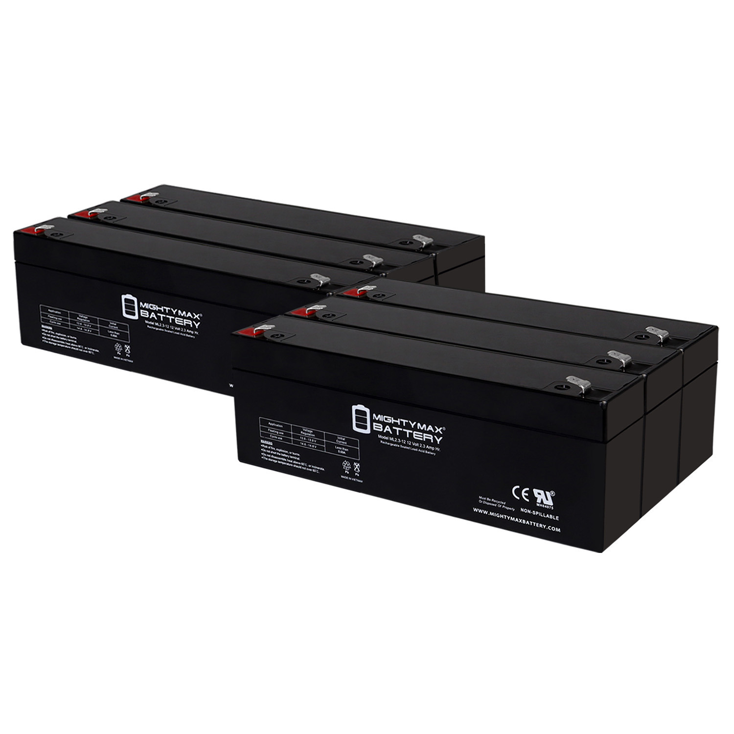 ML2.3-12 - 12 Volt 2.3 AH, F1 Terminal, Rechargeable SLA AGM Battery ...