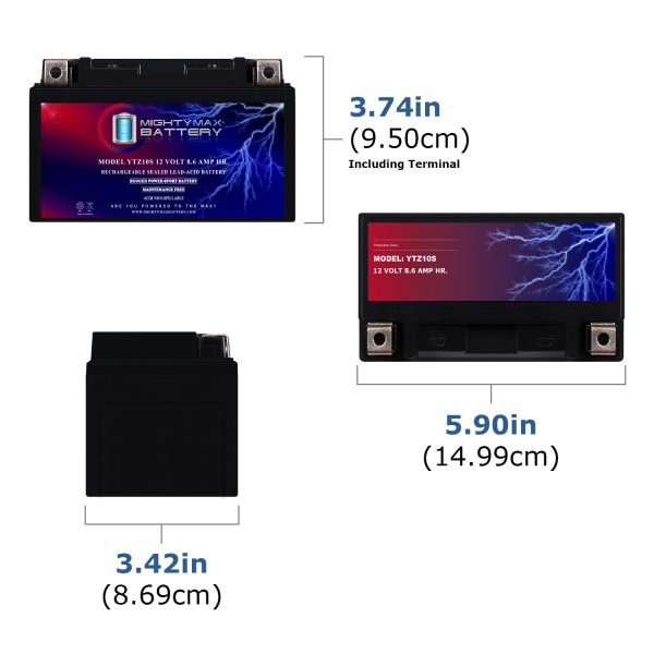 YTZ10S 12V 8.6AH Battery Replaces Kawasaki 1000 ZX10R, ABS 2018